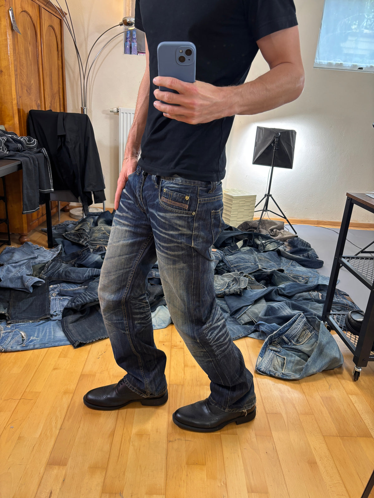 Washed Straight Japan Style Jeans vintage (L) 61season