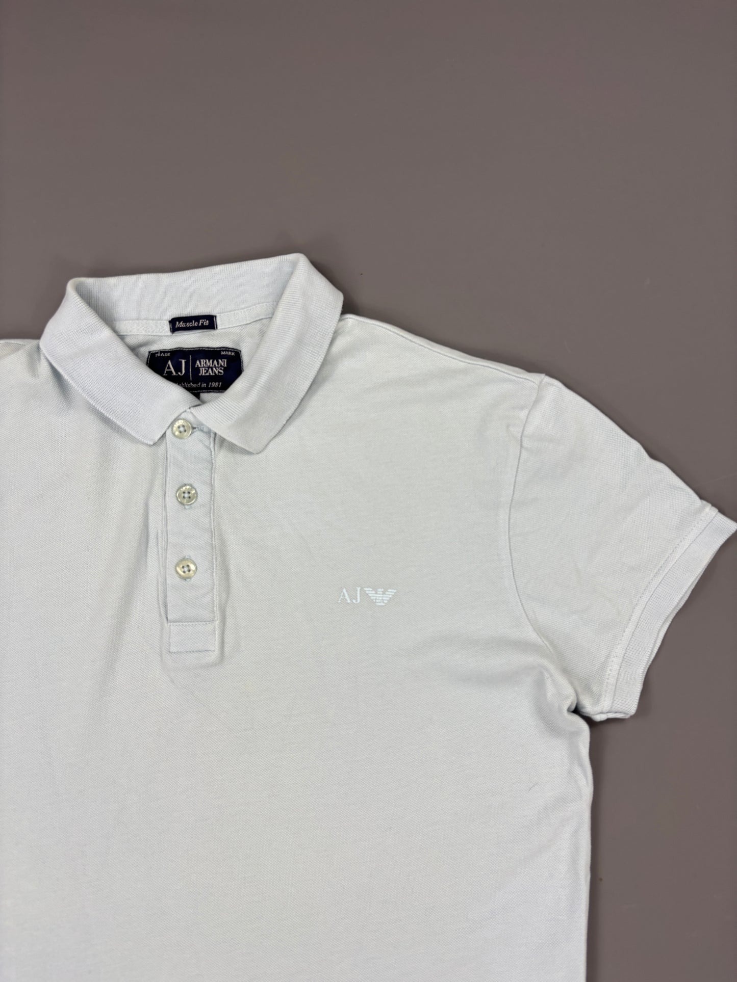 Armani Polo vintage babyblue slimfit (M) 61season