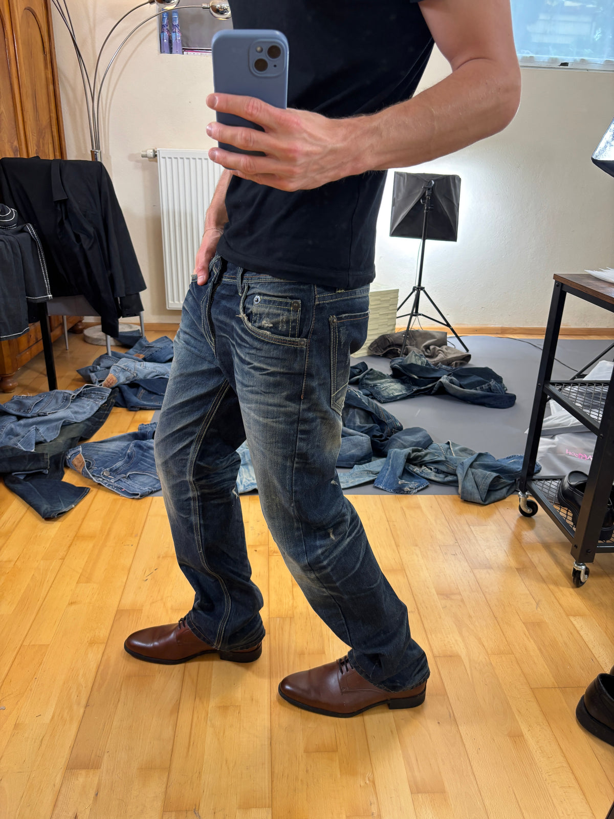 Japan Style Washed Straight Jeans vintage (M) 61season