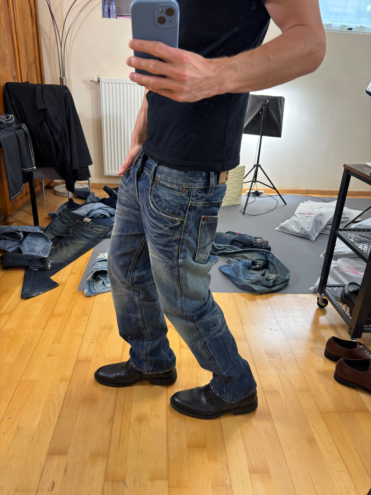 Japan Style Washed Straight Jeans vintage (S) 61season