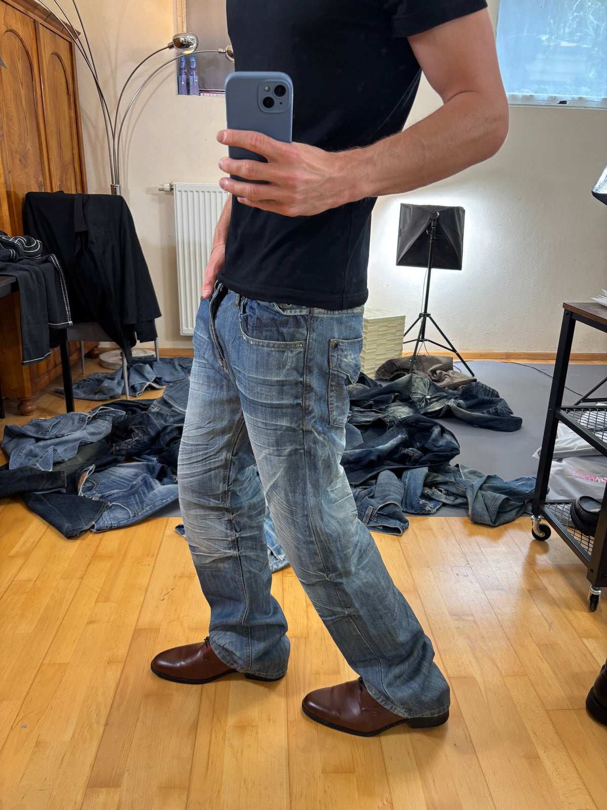 Japan Style Baggy Washed Jeans vintage (L) 61season