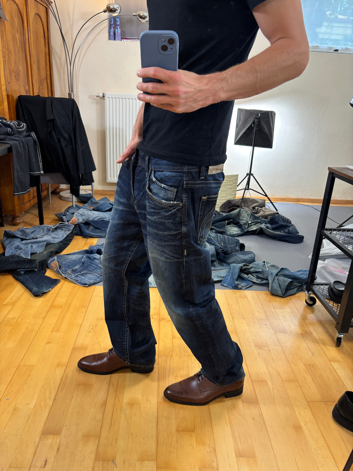 Japan Style Washed Straight Jeans vintage (S) 61season