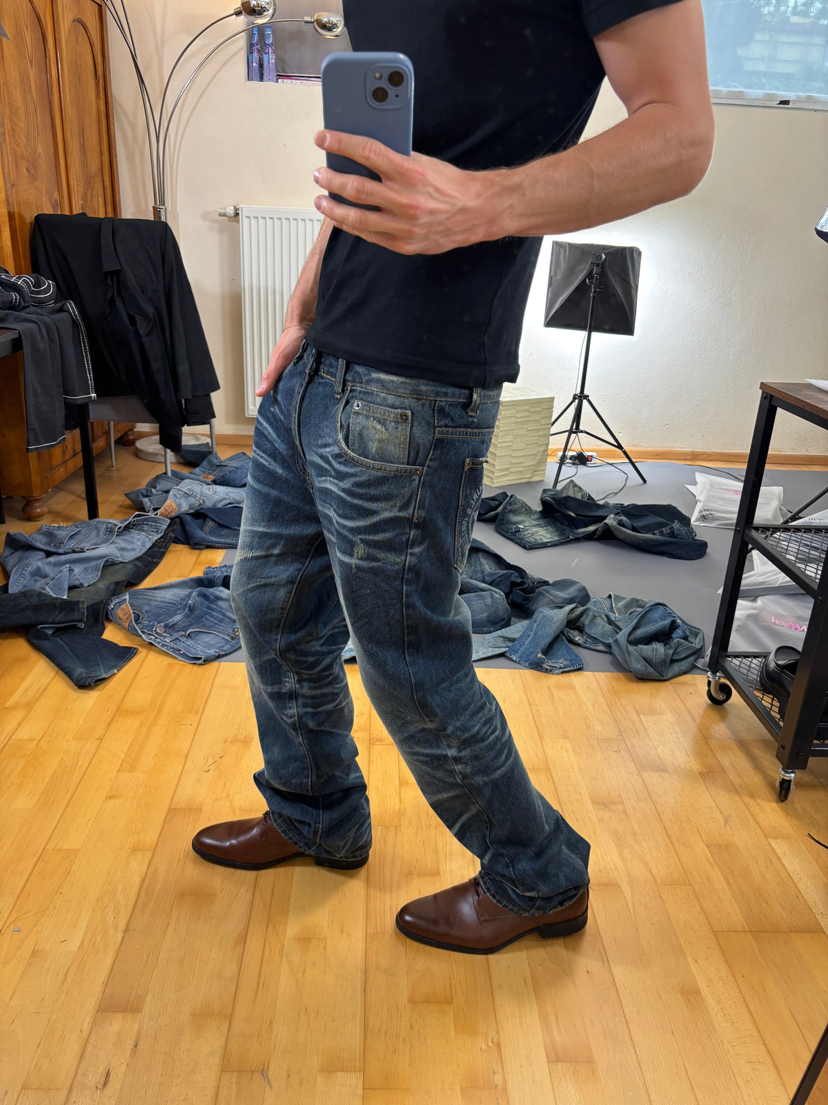 Japan Style Washed Straight Jeans (XL) 61season