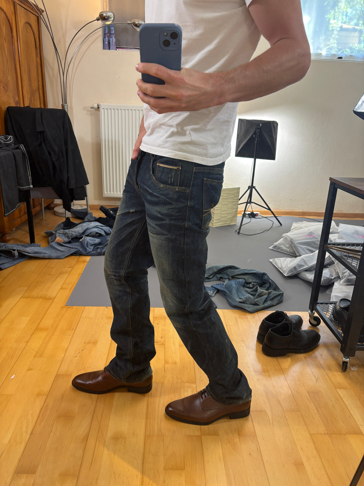 Japan Style Washed Straight Jeans vintage (L) 61season