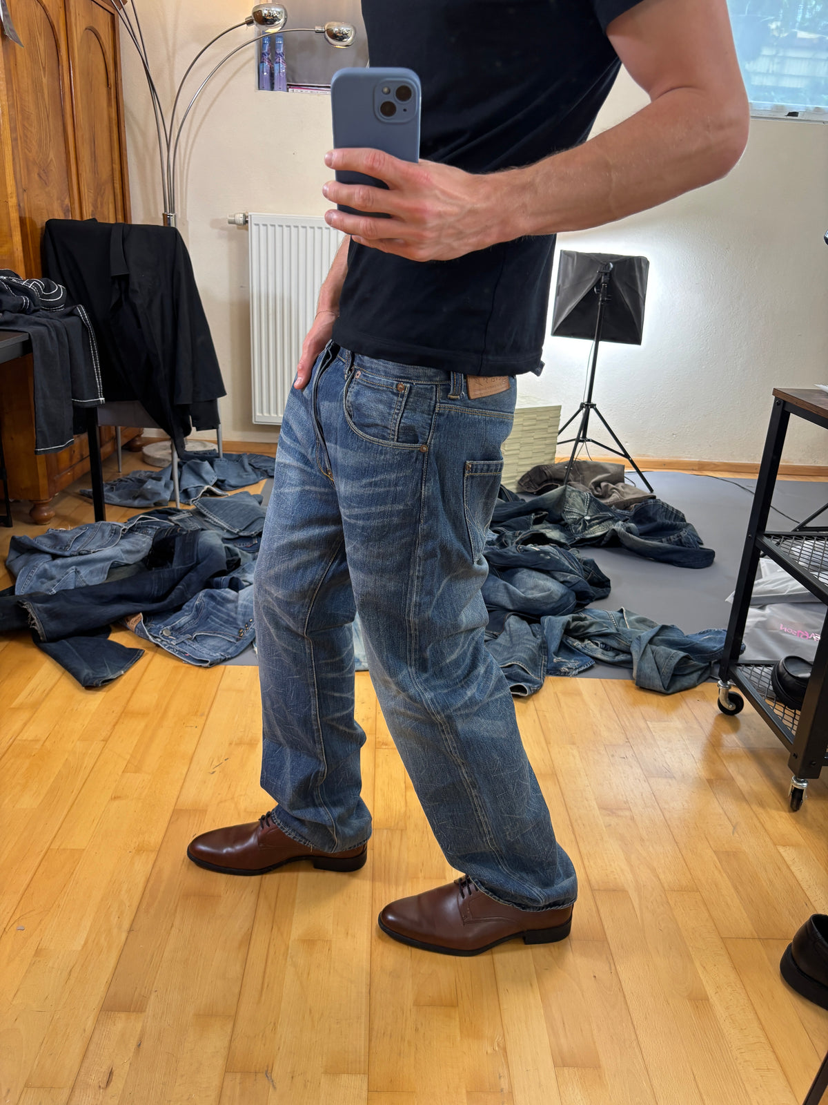 Japan Style Washed Straight Jeans vintage (M) 61season