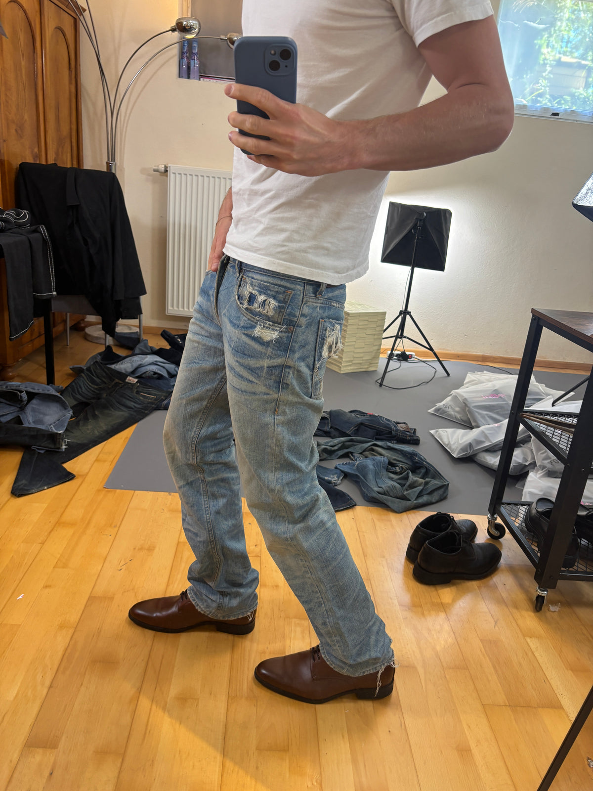 Japan Style Washed Straight Jeans vintage (M) 61season